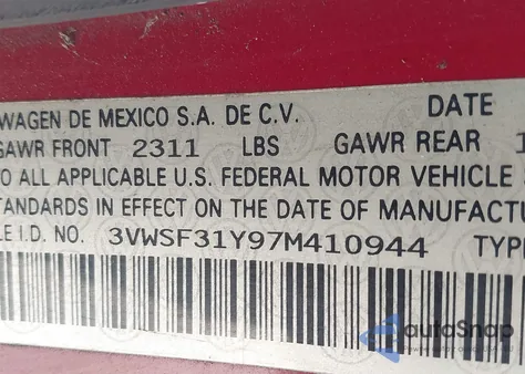 2007 Volkswagen New Beetle 2.5 из США, поврежденный, VIN 3VWSF31Y97M410944